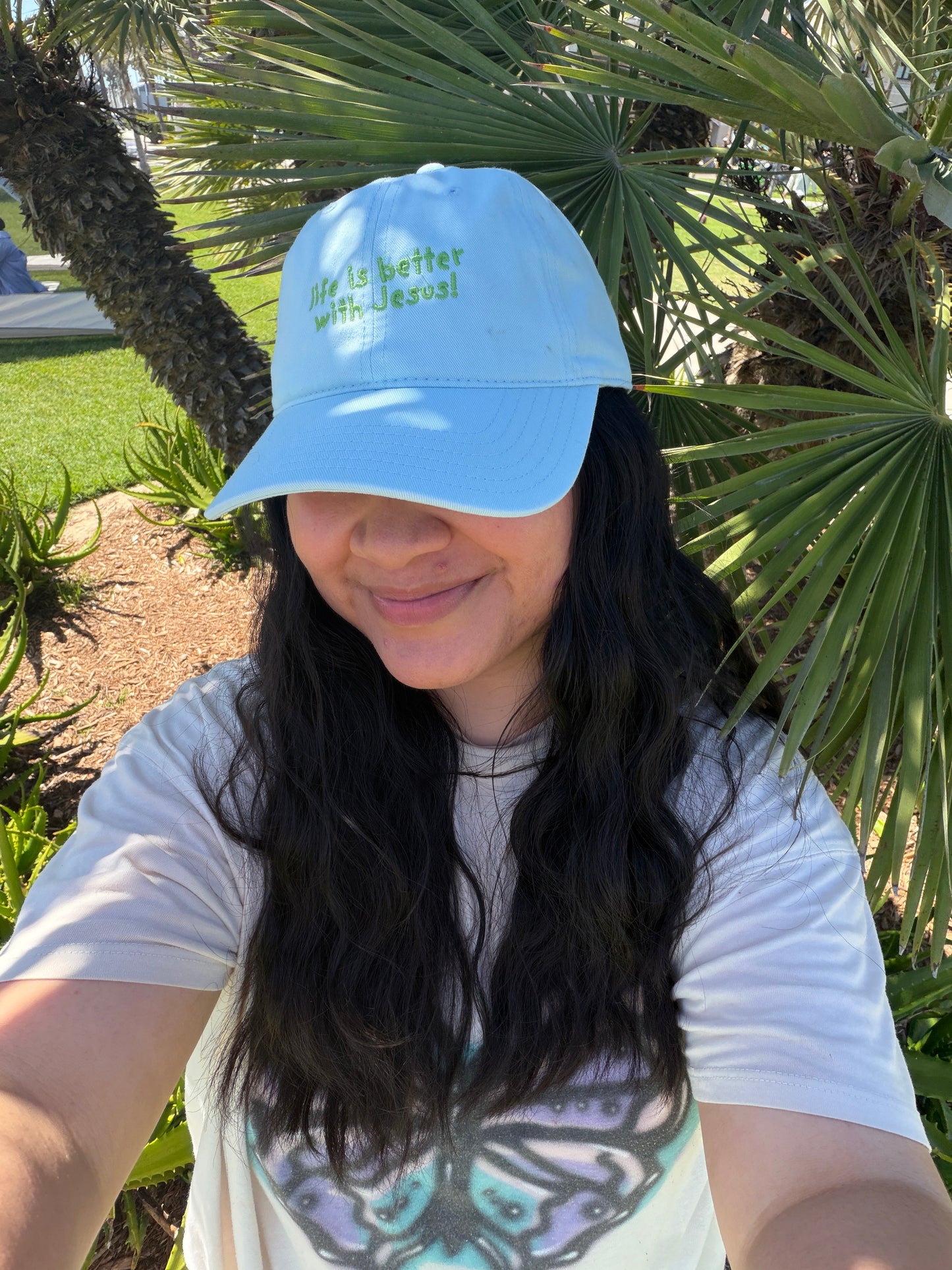 Life With Jesus Dad Hat in Light Blue