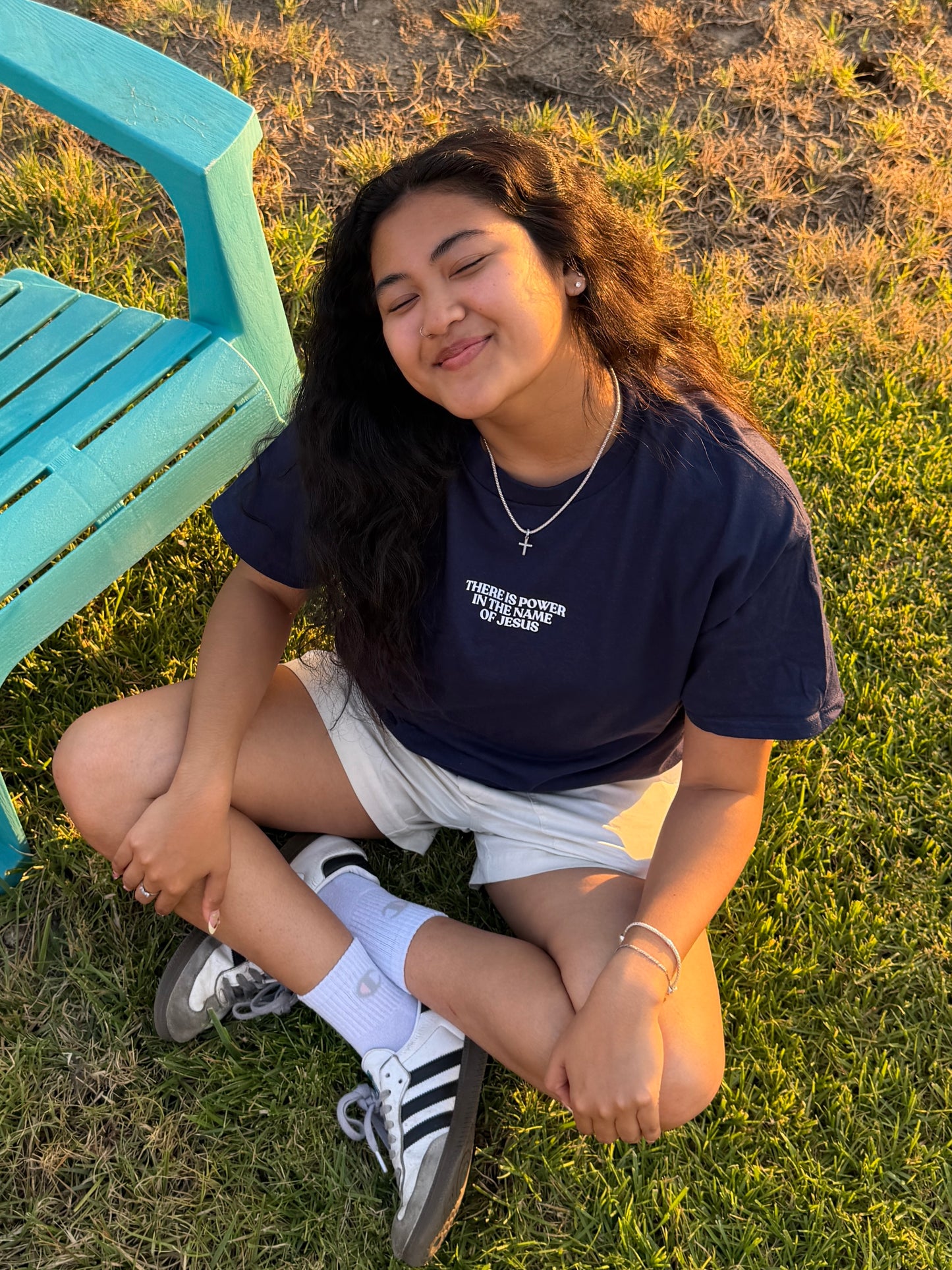 Power in the Name of Jesus Tee in Navy