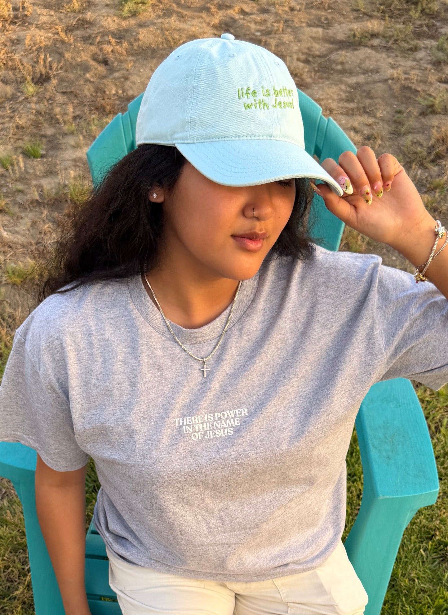 Life With Jesus Dad Hat in Light Blue