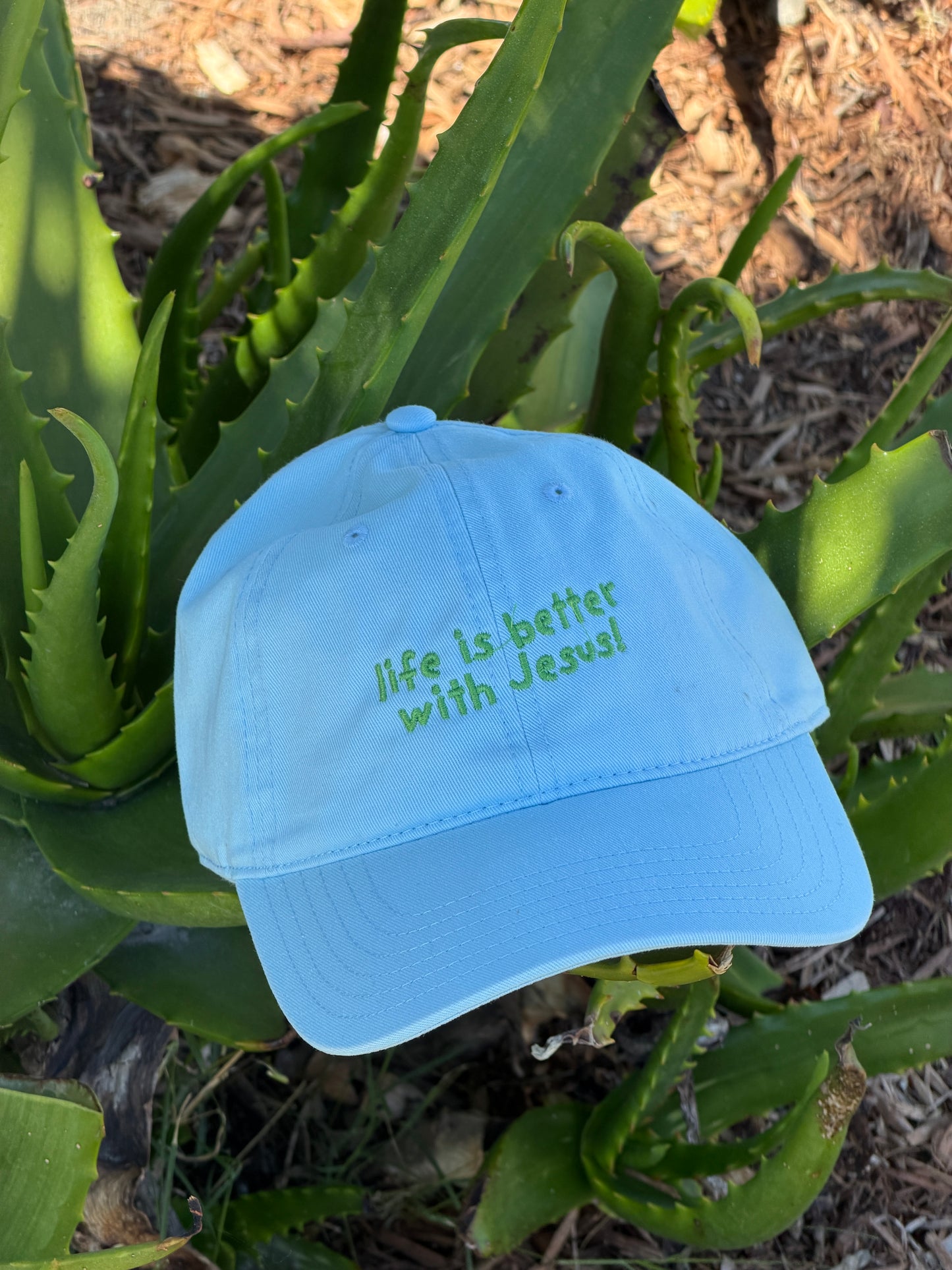 Life With Jesus Dad Hat in Light Blue