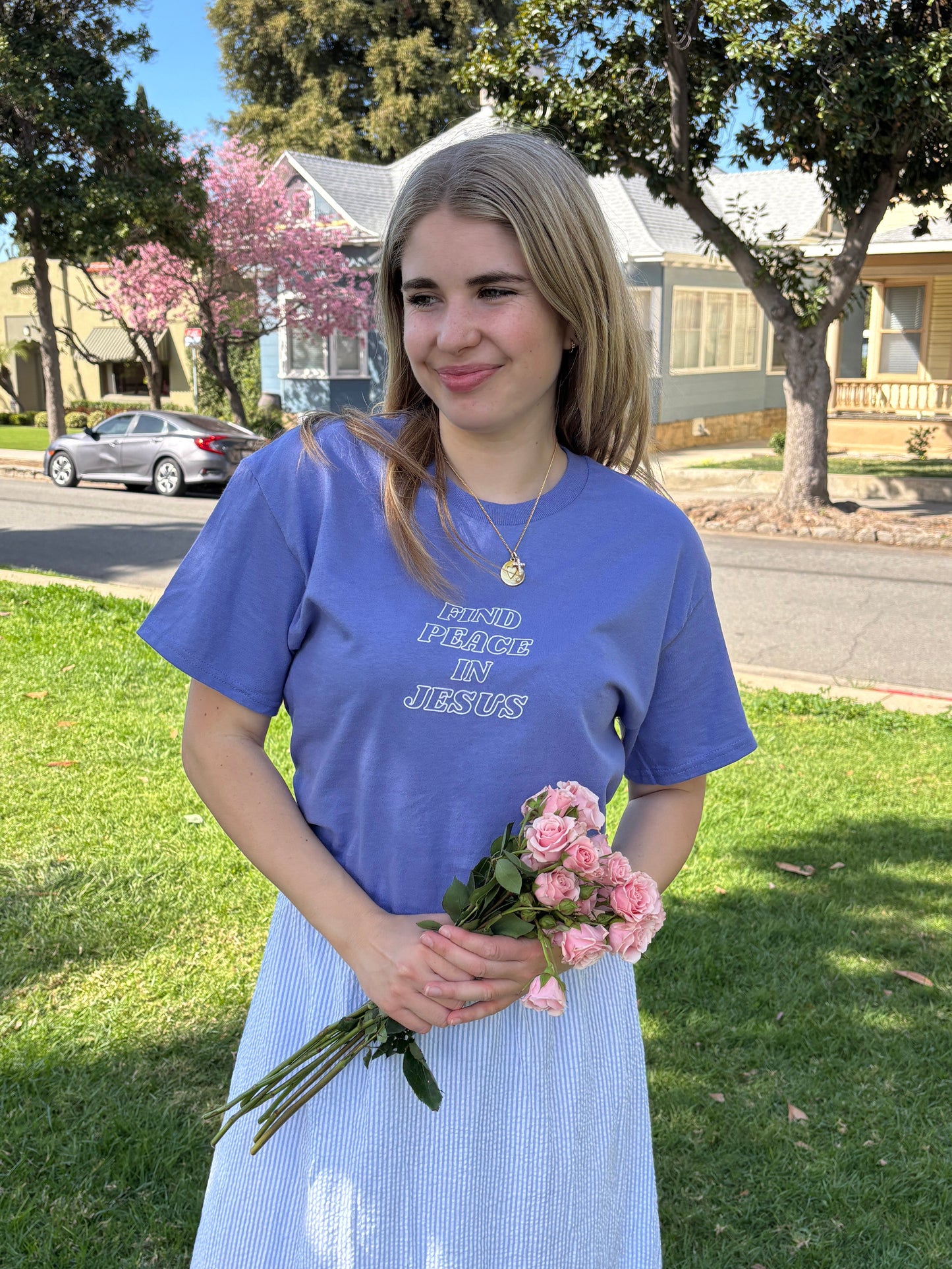 Find Peace in Jesus Unisex Tee in Purple