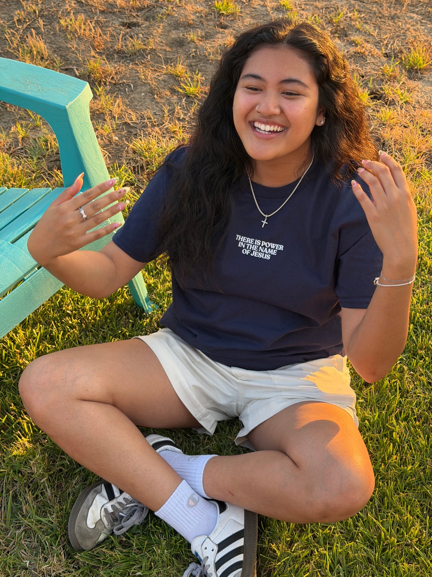 Power in the Name of Jesus Tee in Navy