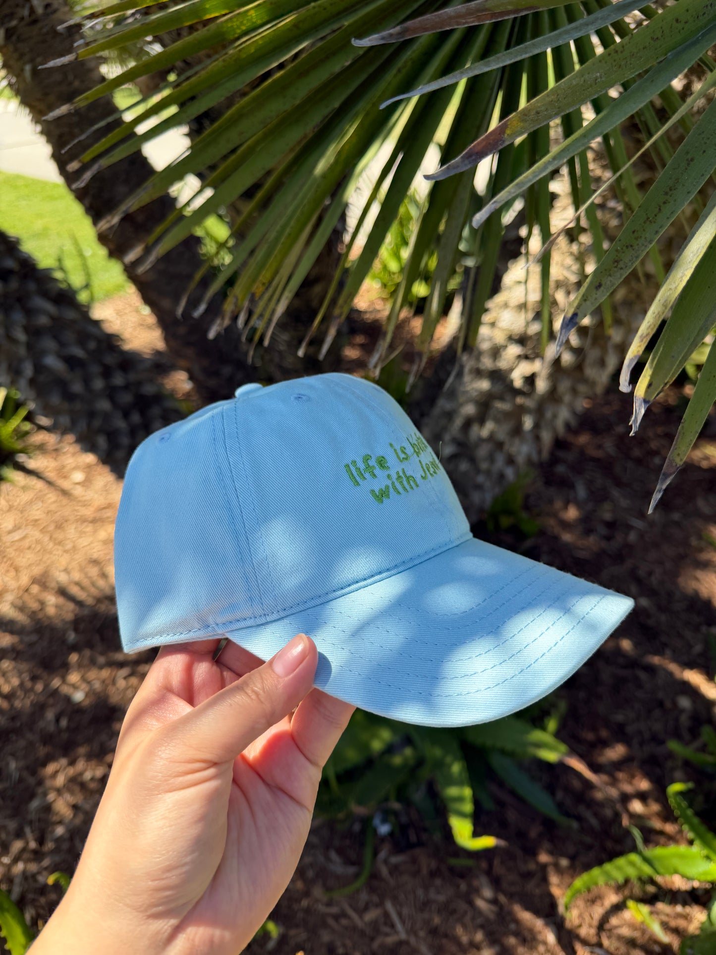 Life With Jesus Dad Hat in Light Blue