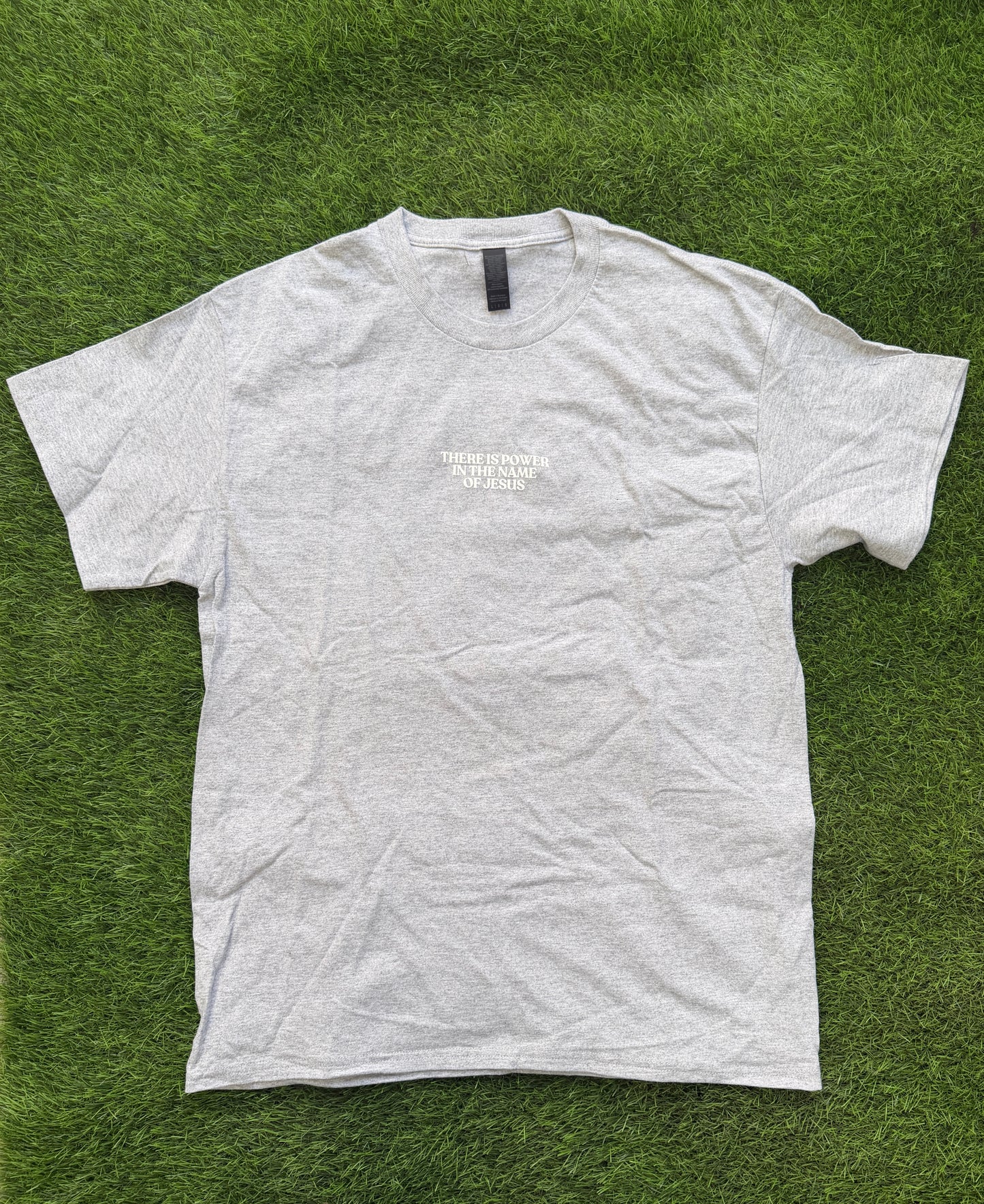 Power in the Name of Jesus Tee in Heather Grey
