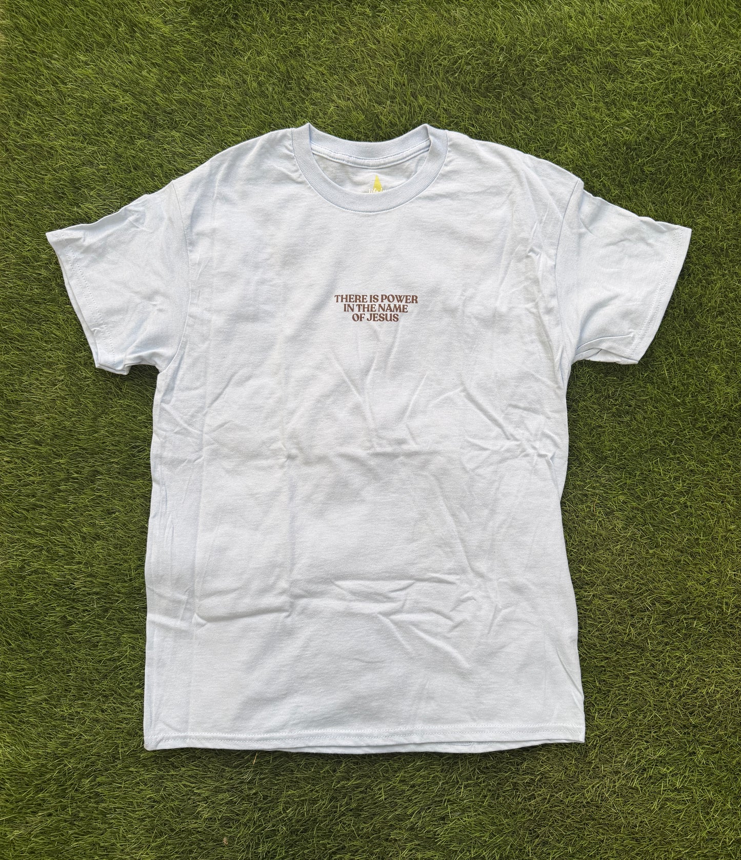 Power in the Name of Jesus Tee in Light Blue