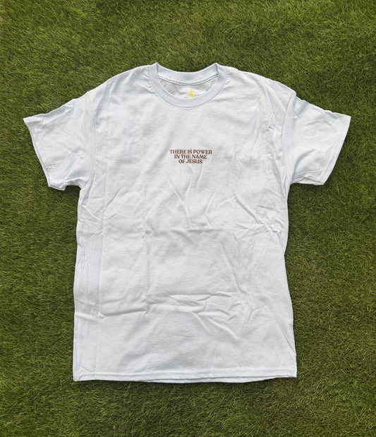 Power in the Name of Jesus Tee in Light Blue