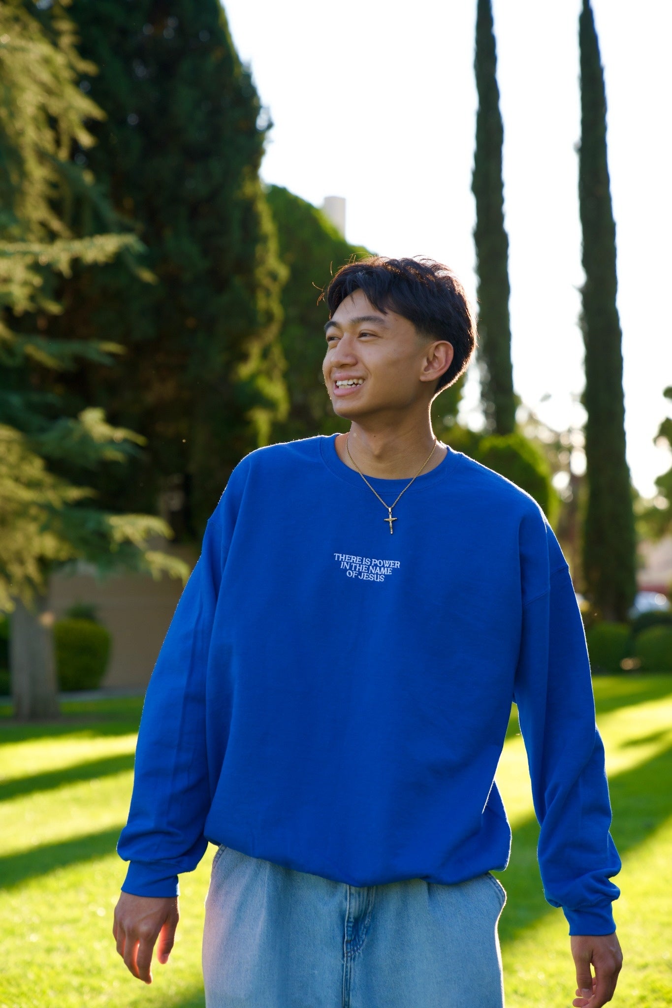 POWER IN THE NAME OF JESUS CREWNECK (ROYAL BLUE)